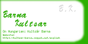 barna kultsar business card